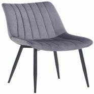 Décoshop26 - Chaise de salle à manger x1 couture décorative vertical avec pieds en métal noir mat et assise en velours gris 10_0002325 - gris mét