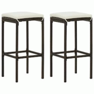 Décoshop26 - Lot de 2 tabourets de bar avec coussins crème en résine tressée marron DEC029575 - marron 3000257443442 Décoshop26 - Lot de 2 tabourets de bar avec coussins crème en résine tressée marron DEC029575 - marron 3000257443442