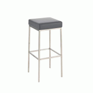 Décoshop26 - Tabouret de bar rembourré revêtement synthétique gris avec repose-pieds acier inoxydable hauteur de l'assise 85 cm 10_0000021 - gris