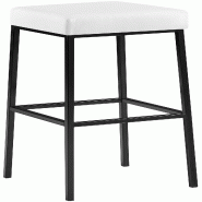 Décoshop26 - Tabouret de bar x1 avec repose-pieds assises carrées hauteur 83 cm en similicuir blanc et métal noir 10_0005974 - blanc métal 3000265