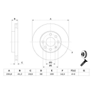 Disque de frein Bosch 0986479190 - boîte de 2 disques - ventilé intérieur - 4 trous - épaisseur 20 mm Disque de frein Bosch 0986479190 - boîte de 2 disques - ventilé intérieur - 4 trous - épaisseur 20 mm