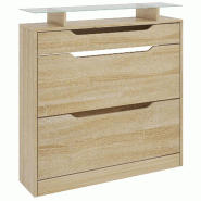 Helloshop26 - Armoire à chaussures 89 x 23 x 96 cm rangement modulable gain de place contemporain épuré avec petit tiroir en MDF 21_0002626 - verre