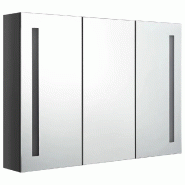 Helloshop26 - Armoire de salle de bain miroir LED contemporaine 89 x 14 x 62 cm avec éclairage doux en MDF gris brillant 02_0046750 - gris verre 3000