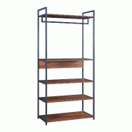 Helloshop26 - Ensemble de 2 portants rangement organisation à vêtements armoire 7 étagères noir effet noyer 03_0009379 - 3000224659548