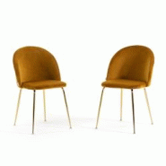 RATTATAN Lot de 2 chaises en velours avec pieds en métal, design élégant pour cuisine, salle à manger, bar ou restaurant – Sara – Moutarde/Or RATTATAN Lot de 2 chaises en velours avec pieds en métal, design élégant pour cuisine, salle à manger, bar ou restaurant – Sara – Moutarde/Or