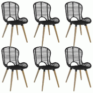 VidaXL Chaises à manger lot de 6 noir rotin naturel Modèle Corfou - 275838