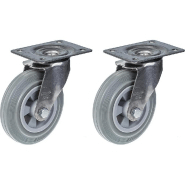 160mm 6" roulette en acier inoxydable caoutchouc gris, pivotante, 270kg, jeu de 2 160mm 6" roulette en acier inoxydable caoutchouc gris, pivotante, 270kg, jeu de 2