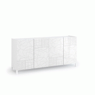 AQA Design Buffet 4 portes ZENDA en mélamine blanc brillant L.174 P.40 H.84 MP07063 - blanc Bois manufacturé MP07063
