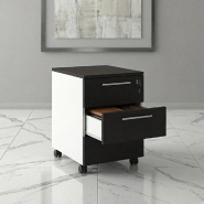 Caisson mobile 3 tiroirs blanc bicolore - Ofitres - Blanc pastel, Noir mat - L5886 Caisson mobile 3 tiroirs blanc bicolore - Ofitres - Blanc pastel, Noir mat - L5886