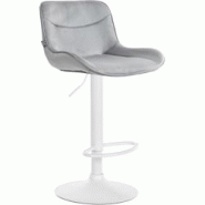 CLP Tabouret de bar Vonore velours Gris/Blanc - gris textile 323568 CLP Tabouret de bar Vonore velours Gris/Blanc - gris textile 323568