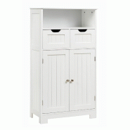COSTWAY Armoire de salle de bain avec étagère réglable, meuble autoportant, pour salle de bain, chambre, salon et bureau, 60 x 30 x 109 cm, blanc -