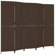 Décoshop26 - Paravent séparateur de pièce cloison 5 panneaux en résine tressée et acier marron DEC031008 - marron 3000258238931_0