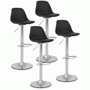 Fromm & Starck - Fromm & Starck Star_Seat_02 Tabouret de Bar - Lot de 4 - avec Dossier - Armature en Acier chromé - Noir 150 kg Acier/PP Hauteur - no