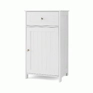 Helloshop26 - Armoire de rangement salle de bain 43 x 34 x 77 cm avec tiroir et étagère réglable design moderne en MDF blanc 20_0012758 - 300022739