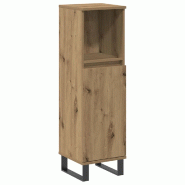 Helloshop26 - Armoire de salle de bain chêne artisanal rangement 30 x 30 x 100 cm style industriel finition lisse en bois 02_0051092 - Bois massif 30