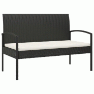 Helloshop26 - Banc de jardin meuble de patio d'extérieur terrasse avec coussin noir 105 cm résine tressée 02_0011519 - noir acier 3000630482723