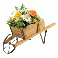 Helloshop26 - Brouette à fleurs 69,5 x 26 x 29,5 cm facile à déplacer décorative rustique en bois de pin noyer 20_0014918 - métal 3000228528949