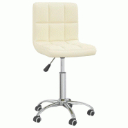 Helloshop26 - Chaise fauteuil siège pivotante de bureau informatique étude tissu crème 02_0024102 - acier 3000214682815