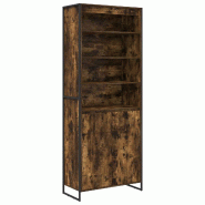 Helloshop26 - Lot de 2 armoires hautes rectangulaires modernes 79 x 36 x 200 cm avec porte durable en bois d'ingénierie chêne fumé 02_0056105 - Boi