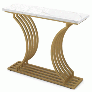 Helloshop26 - Table console moderne 100 x 29,5 x 80,5 cm avec étagère inférieure et kits anti-basculement en MDF blanc 20_0020711 - blanc Bois manu