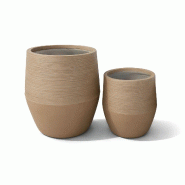 Now's Home - Set de 2 pots ronds bas en fibre d'argile terre cuite ht35/49cm comporta - 3256390254098