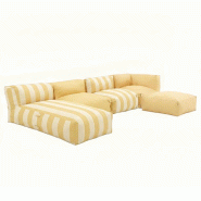 Oviala Business Salon de jardin modulable rayé 5 places jaune clair - jaune polyester 115071