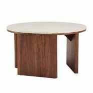 Oviala Business Table basse effet bois ronde diam 80 cm bois foncé - marron Bois massif 114535 Oviala Business Table basse effet bois ronde diam 80 cm bois foncé - marron Bois massif 114535