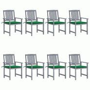 VidaXL Chaises De Jardin Et Coussins Lot De 8 Bois Acacia Solide Gris - gris 8720286508190