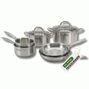 Batterie de cuisine avec 2 poêles 20/26 cm 2 casseroles 14/18 cm et 2 faitouts 20/24 cm sans PFAS Fackelmann Vita3 - gris Acier inoxydable 18/10 3176