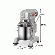 Batteur mélangeur 10 L - réf: B10 - acier inox - vitesse réglable - accessoires inclus Batteur mélangeur 10 L - réf: B10 - acier inox - vitesse réglable - accessoires inclus