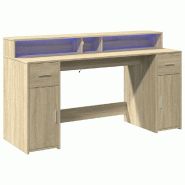 Bureau avec lumières LED chêne sonoma bois d'ingénierie Modèle Atlas Master Élite - 8721158402660