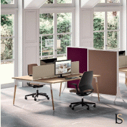 Bureau bench 2 personnes X3 - Officity - 180, Blanc, Chêne blanchi Bureau bench 2 personnes X3 - Officity - 180, Blanc, Chêne blanchi