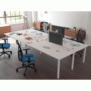 Bureau bench 4 personnes Rundis - Made in France - 120x70 ou 140x70 par poste - Plateau mélaminé 25 mm - Garantie 8 ans Bureau bench 4 personnes Rundis - Made in France - 120x70 ou 140x70 par poste - Plateau mélaminé 25 mm - Garantie 8 ans