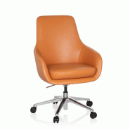 Chaise de bureau / fauteuil de direction BARENO cuir orange hjh OFFICE - orange cuir 600981