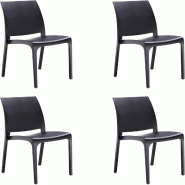 Chaise Empilable En Résine Fabriquée En Italie Design Pour L'Intérieur Et L'Extérieur Sofia Noir 4 Pcs - noir 8056157805731
