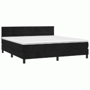 Décoshop26 - Cadre de lit LED avec sommier tête de lit matelas 160x200 cm tissu velours noir TDL0209174 - noir 3001688782728