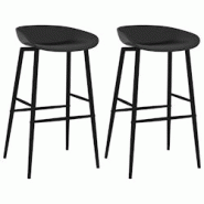 Décoshop26 - Lot de 2 tabourets de bar chaises haute dossier bas en PP noir et métal DEC029400 - noir 3000257355653 Décoshop26 - Lot de 2 tabourets de bar chaises haute dossier bas en PP noir et métal DEC029400 - noir 3000257355653