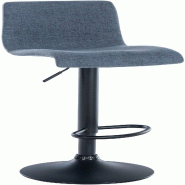 Décoshop26 - Tabouret de bar x1 design simple avec repose-pieds en tissu bleu pieds en métal noir 10_0004555 - bleu métal 3000252174327