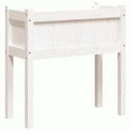Helloshop26 - Jardinière bac lit surélevé plantes fleurs jardin terrasses avec pieds 70 x 31 x 70 cm bois de pin massif blanc 02_0038873 - 30002180_0