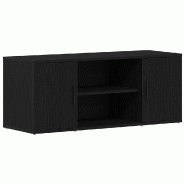 Helloshop26 - Meuble TV rectangulaire moderne avec étagères et 2 portes salon 100 x 35 x 40 cm en bois d'ingénierie noir 02_0051813 - noir Bois mas_0