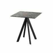 Infinity table de bistrot avec piètement noir + plateau HPL Galaxy Marble 70x70 cm