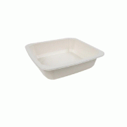 Nvase ECOLOMIQUE - 100 Pcs - Barquette scellable pulpe laminée PLA "Gastronorme" - 850 ml, 17,6 x 16,2 x 4,5 cm - blanc Bagasse NVS210GNP1645
