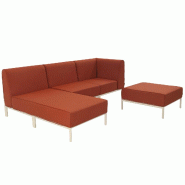 Oviala Business Salon de jardin bas modulable uni 4 places terracotta Oviala 288 x 153 x 78 cm - rouge polyester 115940