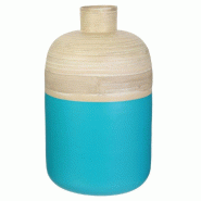 Pot décoratif en bambou turquoise 34cm M2