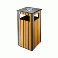 Poubelle avec cendrier en bois 42L pour extérieur 35x35x81cm