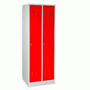 PROREGAL Armoire vestiaire ERMINE avec 2 portes | HxLxP 178x60x50cm | Gris/rouge - rouge métal RAD348-03