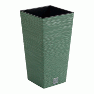 Prosperplast - Jardinière vert terre avec réserve d’eau, collection FURU - 26,5x26,5x50 cm, capacité de 11 L - vert plastique polypropylène ZA5289