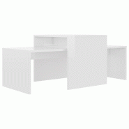 VidaXL Ensemble de table basse Blanc brillant Bois d’ingénierie Modèle Atlas Master - 802918