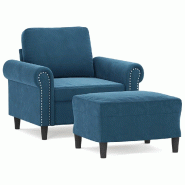 VidaXL Fauteuil avec repose-pied Bleu 60 cm Velours Modèle Orion Master Évasion - 3201214 VidaXL Fauteuil avec repose-pied Bleu 60 cm Velours Modèle Orion Master Évasion - 3201214