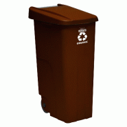 WellHome - Poubelle 110L avec Roues, Idéale pour le Recyclage des Déchets Organiques - marron plastique WH0110